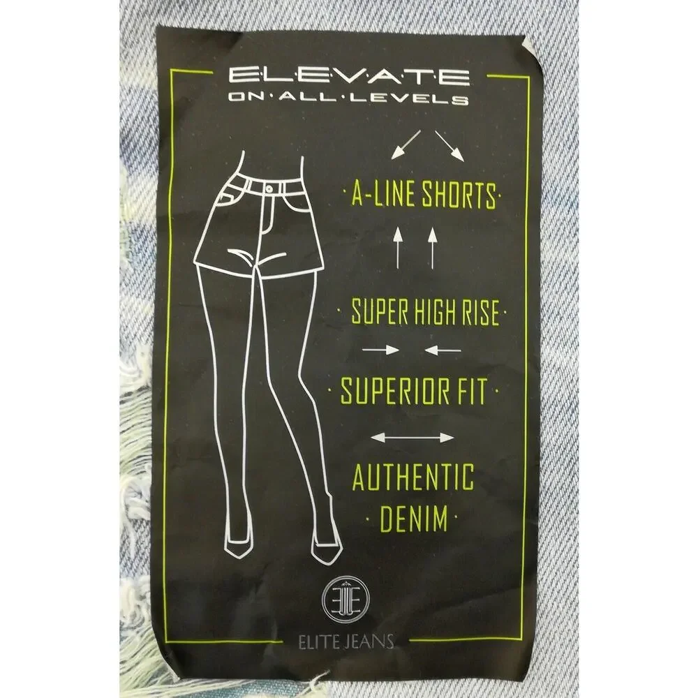 Elevate Blue Frayed Hem Jean Shorts - Women's Size 5/27 - Chic Summer Stylish - Picture 3 of 5